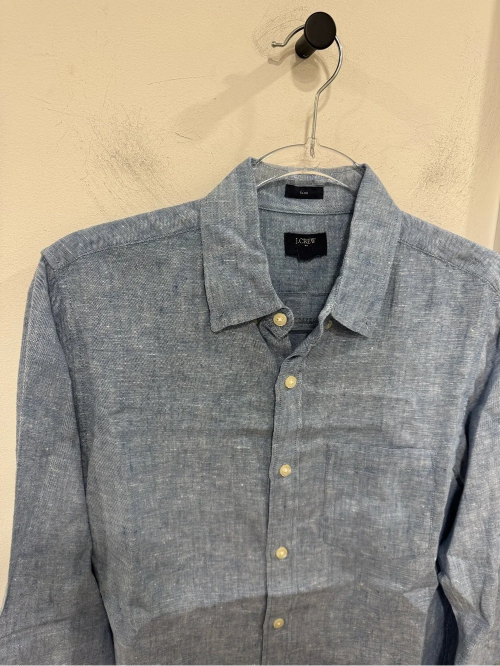 J. Crew Men's Heathered Light Blue Button-Down Shirt